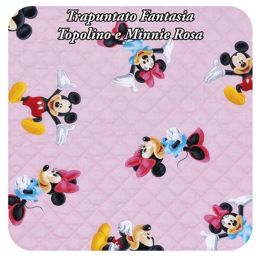 fantasia Topolino e Minnie rosa trapuntato